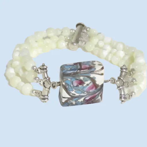 Mother of Pearl and Handmade Venetian Glass Bracelet