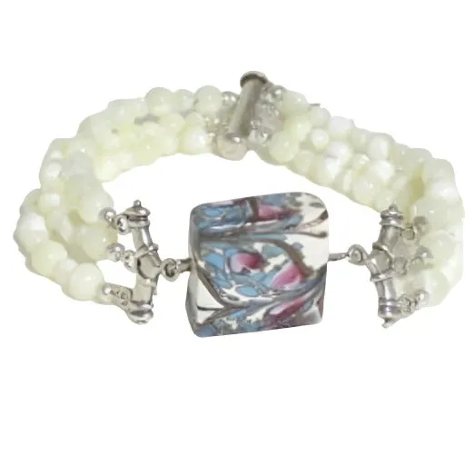 Mother of Pearl and Handmade Venetian Glass Bracelet