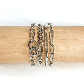 Multi Chain Silver Tone Magnetic Bracelet