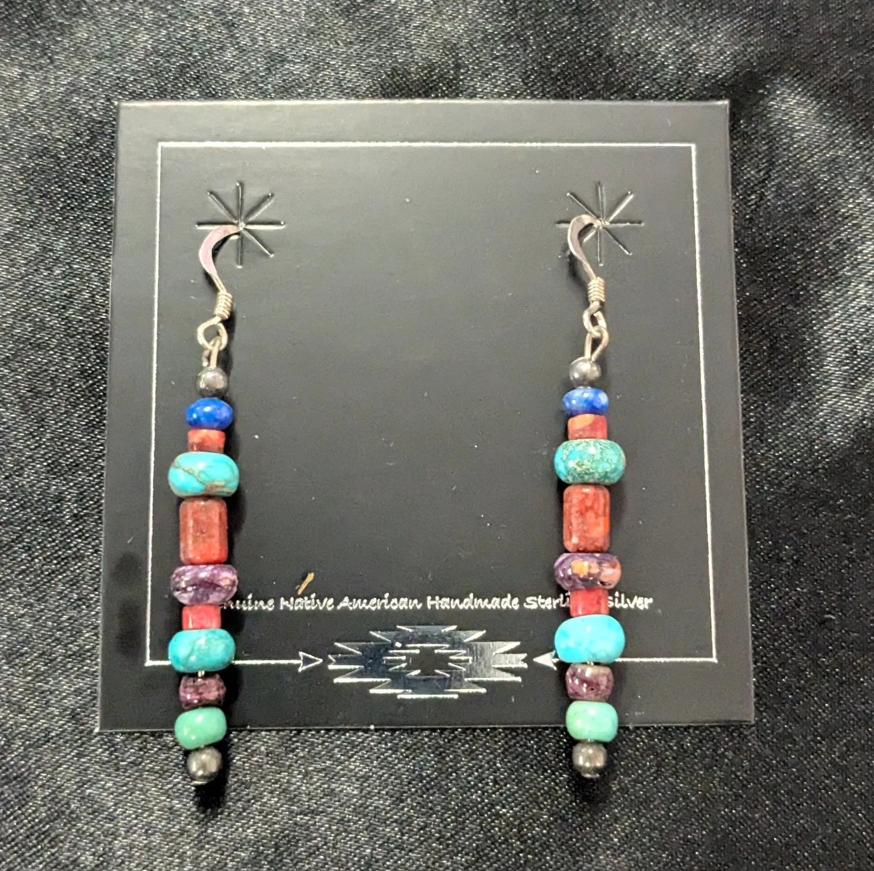 Multi-Colored Turquoise and Coral Dangle Earrings