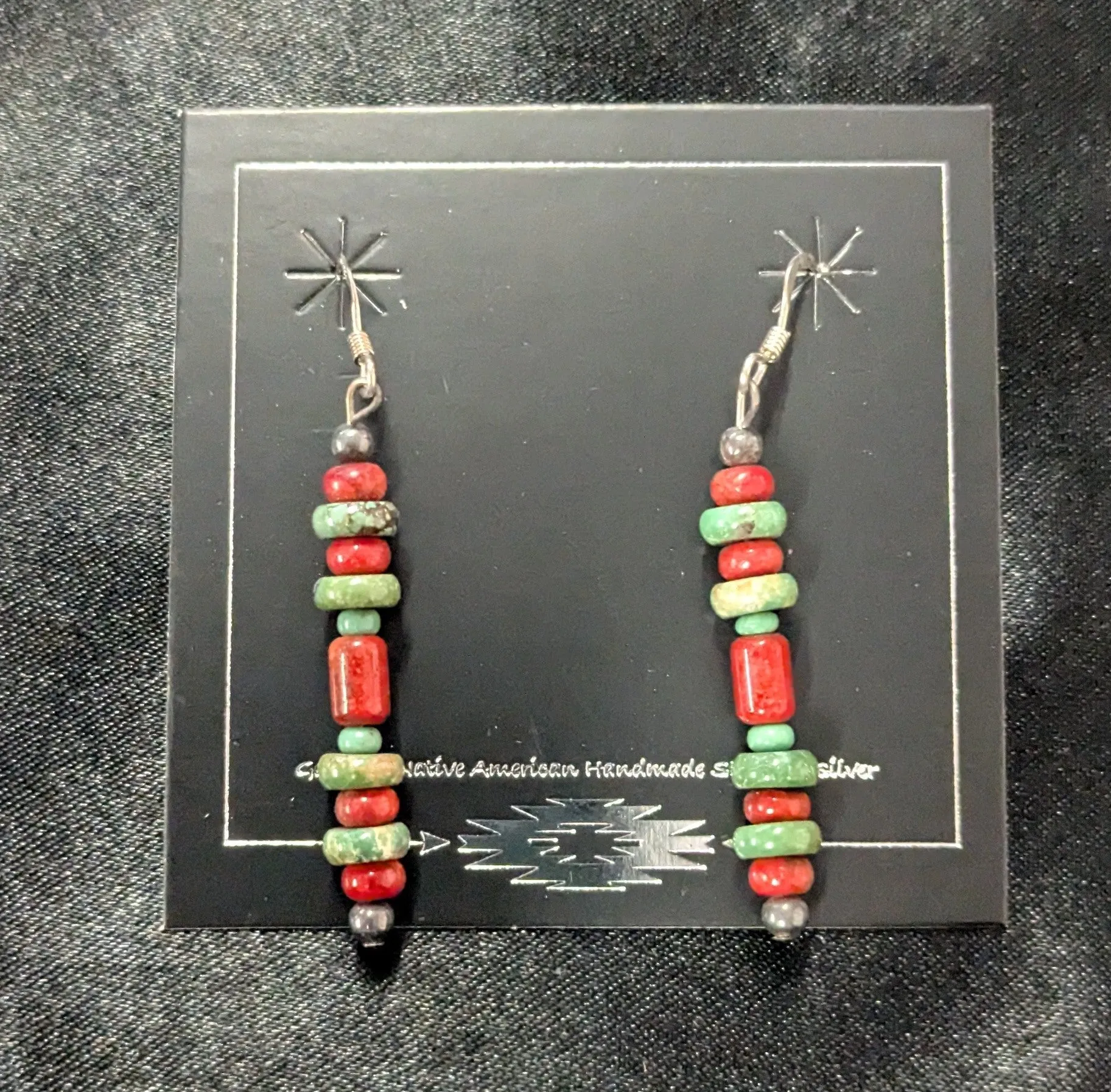 Multi-Colored Turquoise and Coral Dangle Earrings