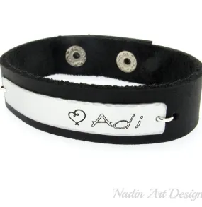 Name Engraved Wristband - Custom Leather Cuff