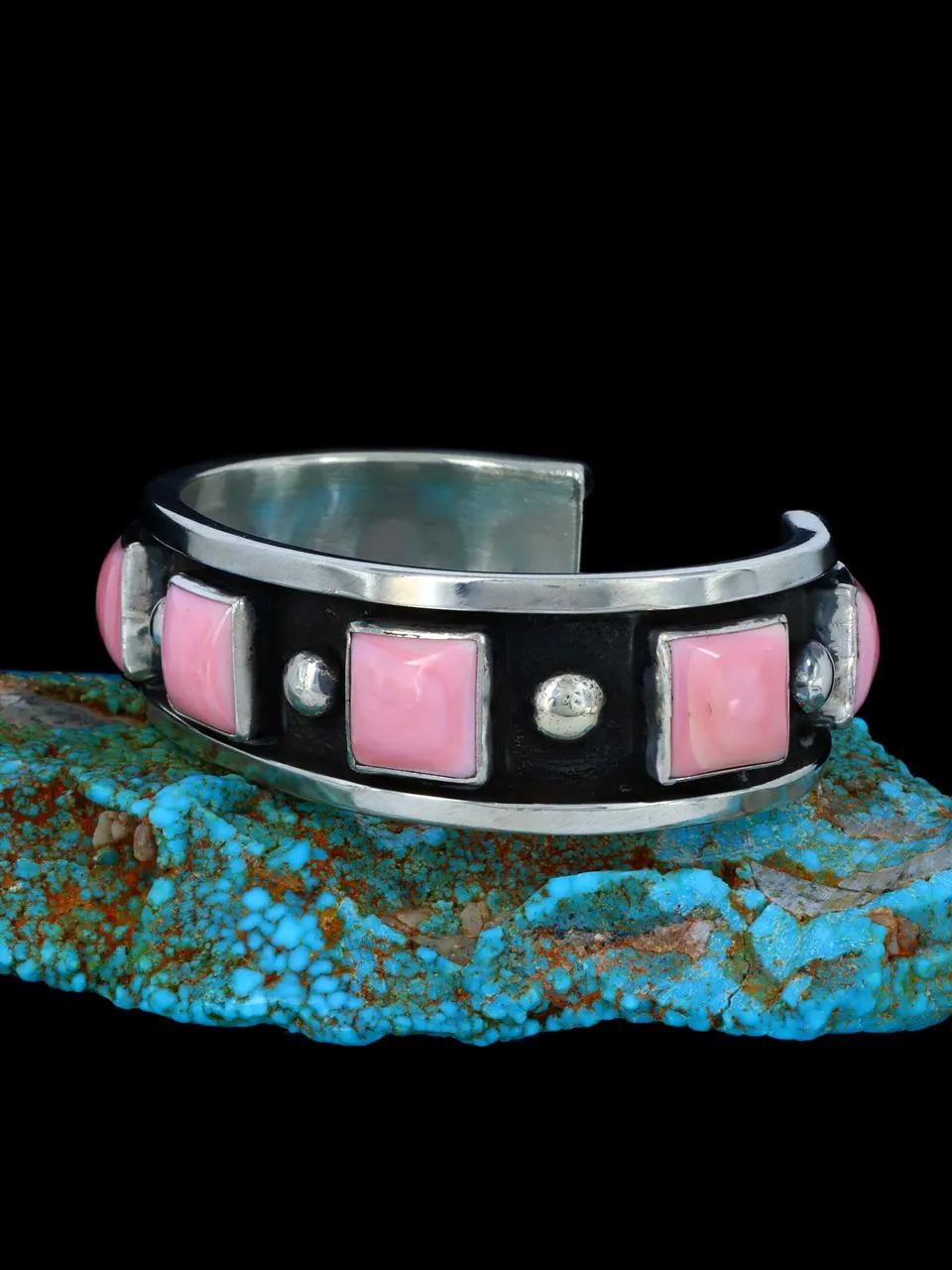 Native American Heavy Pink Conch Cuff Bracelet