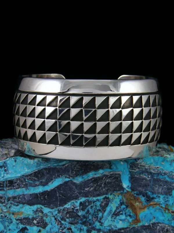 Native American Sterling Silver Overlay Cuff Bracelet