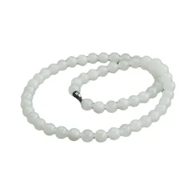 Natural Hetian Jade Necklace, White Jade Bead String Jewelry