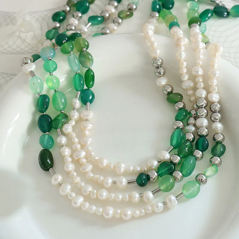 Natural Jade and Freshwater Pearl Necklace