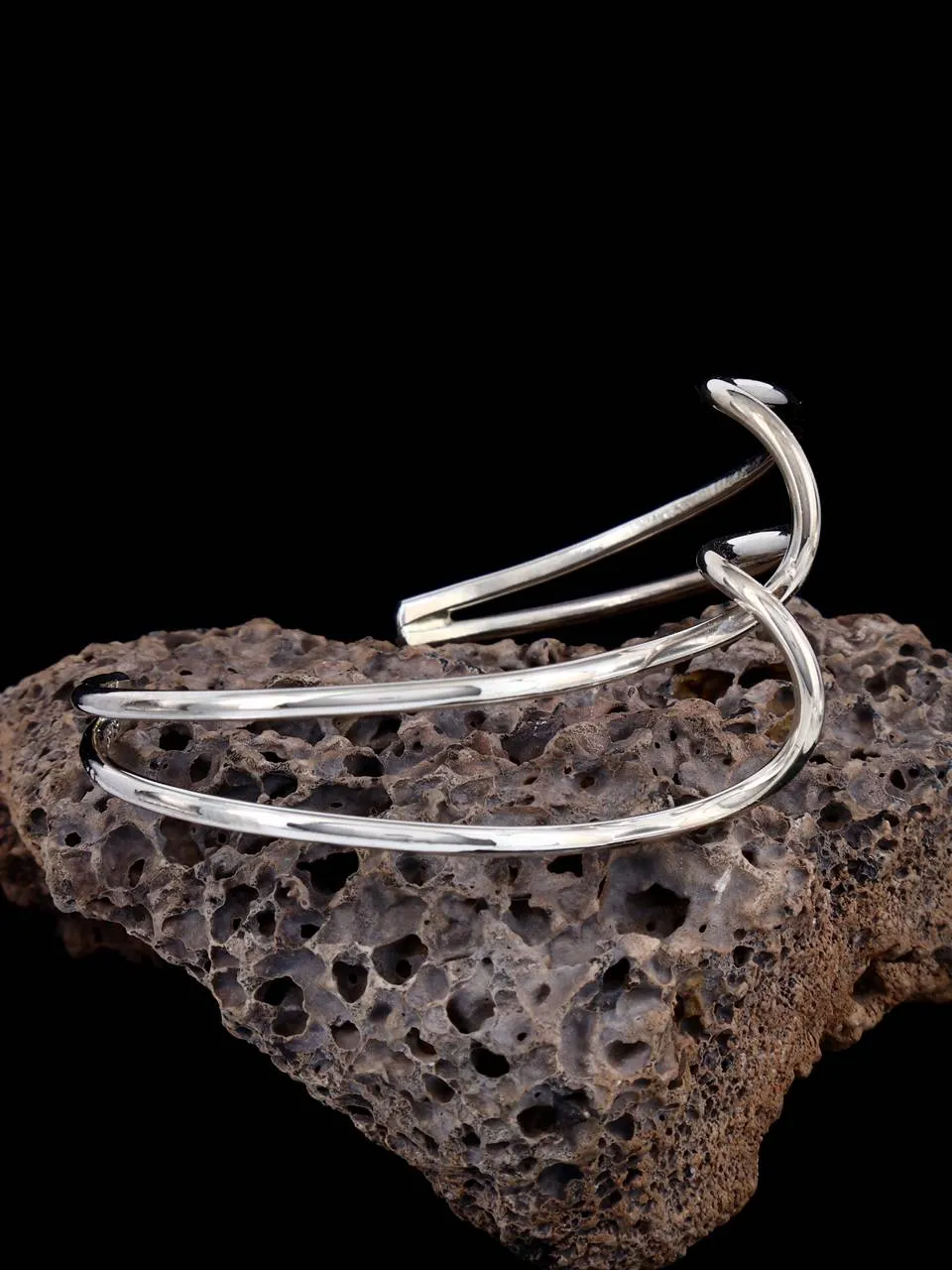 Navajo Sterling Silver Double Wave Cuff Bracelet