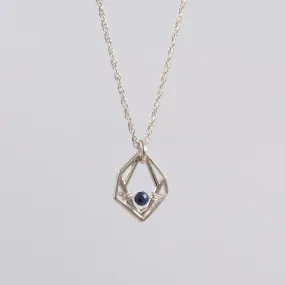 New Deco - mini geo necklace - silver & sapphire