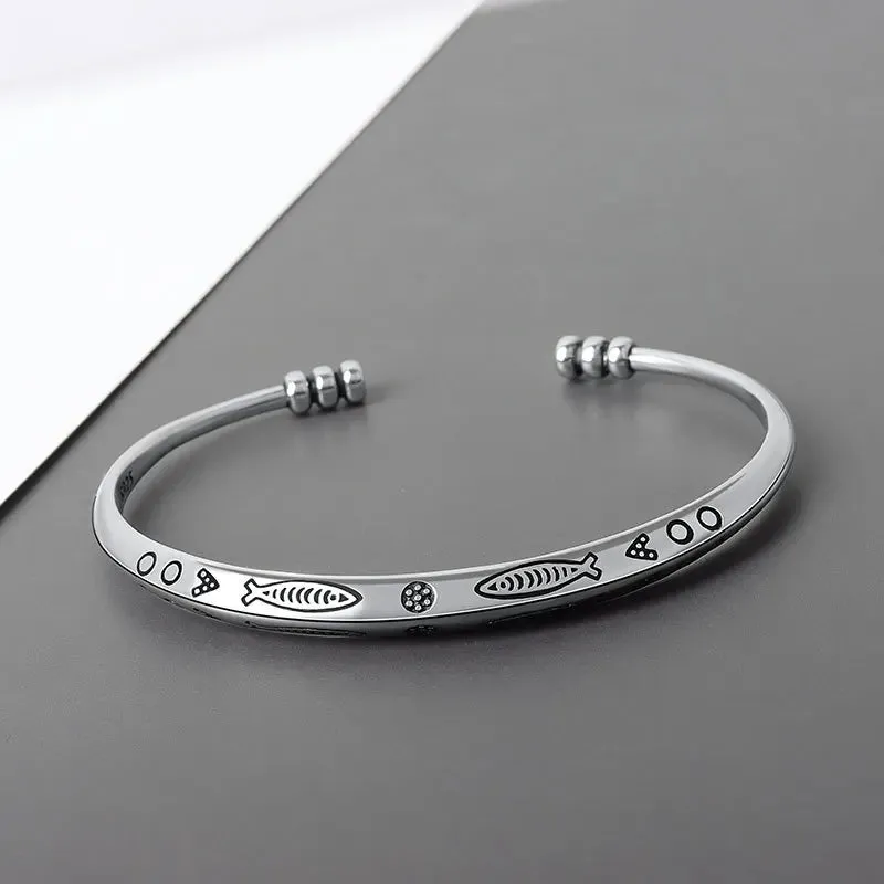 New Fashion Vintage Silver Plated Tiger Bracelet Men\\'s Open Bangles Domineering Street Rider Rock Party Jewelry Gift