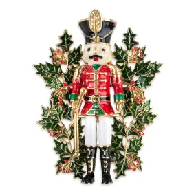 Nutcracker and Holly Brooch