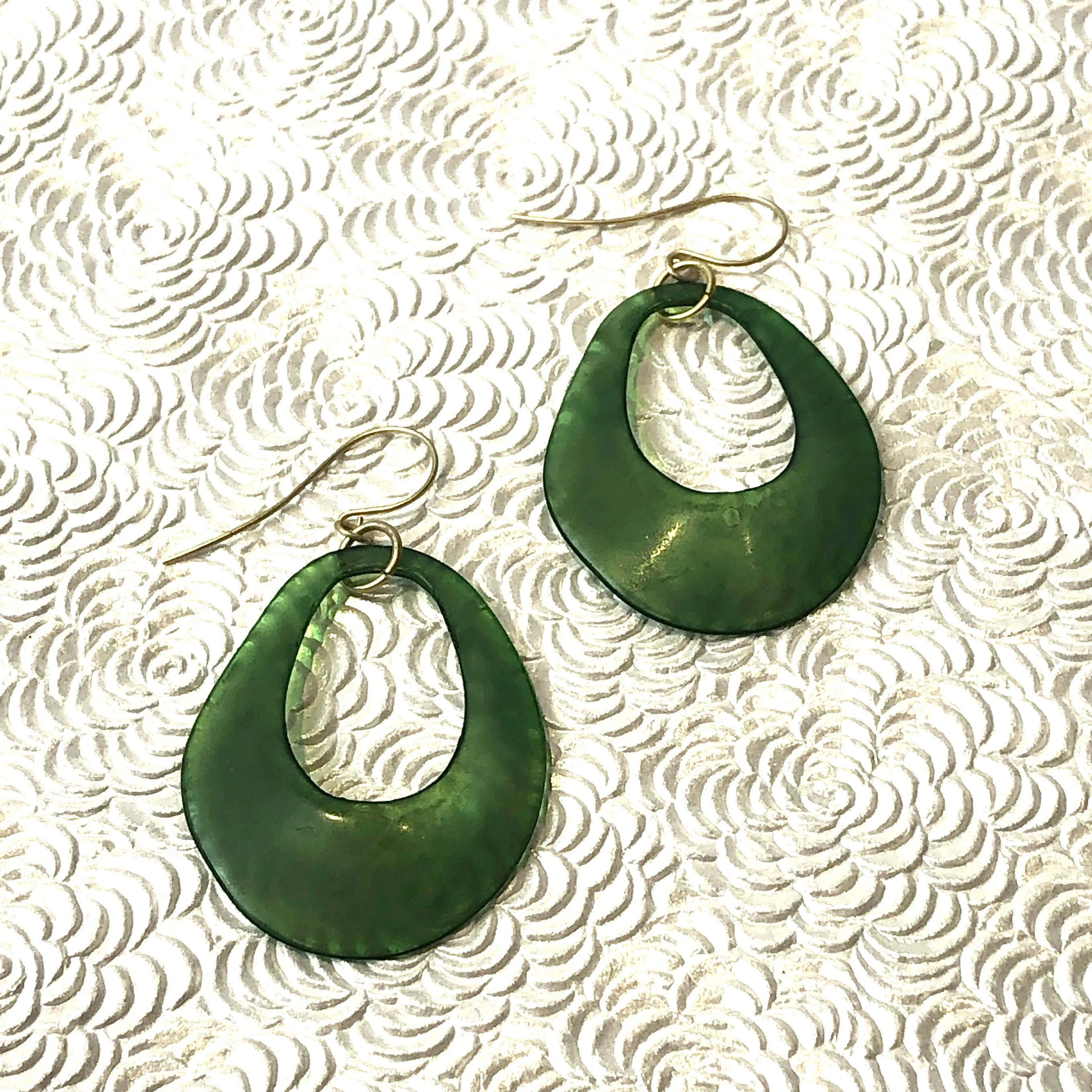 Olive Green Gemma Teardrop Drop Earrings