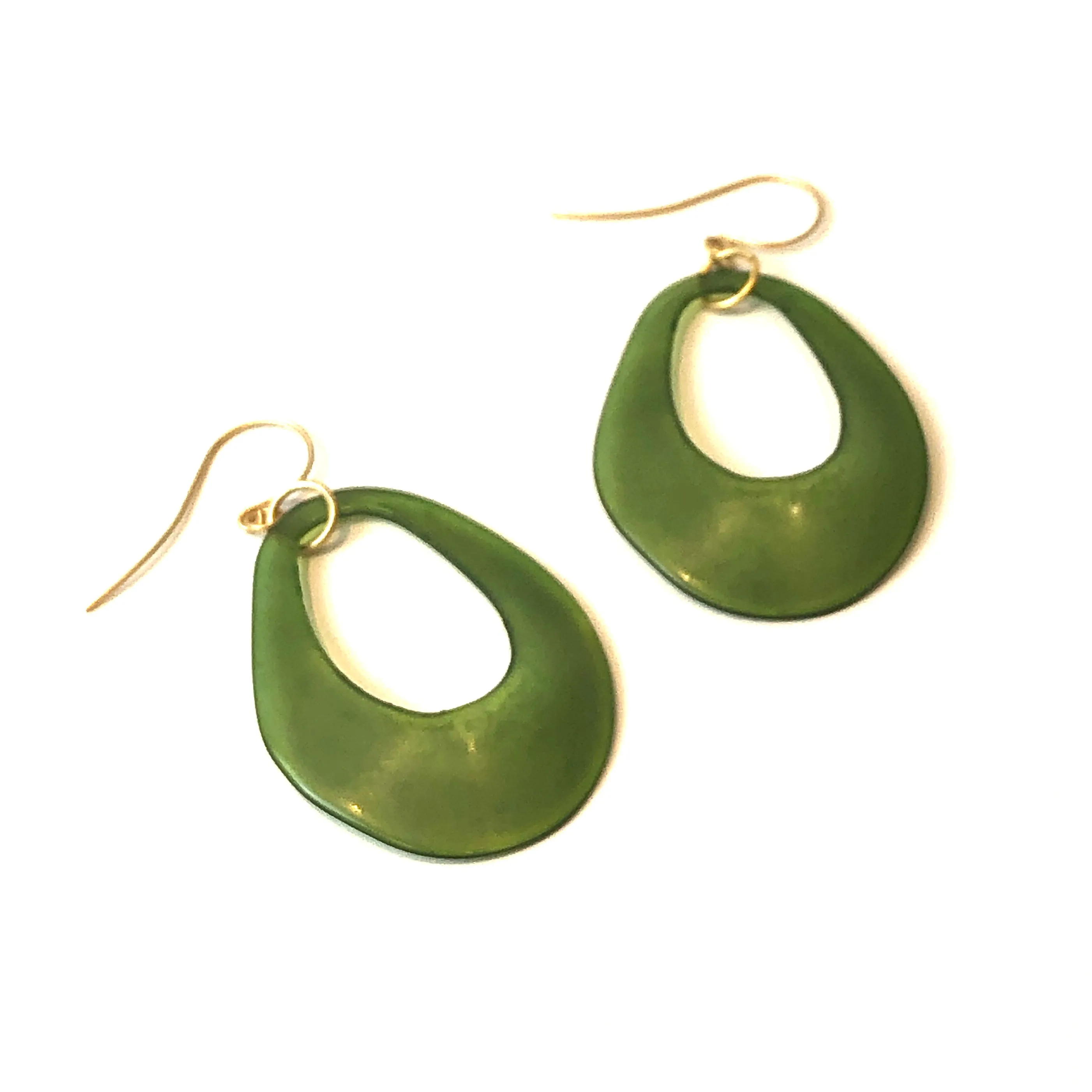 Olive Green Gemma Teardrop Drop Earrings