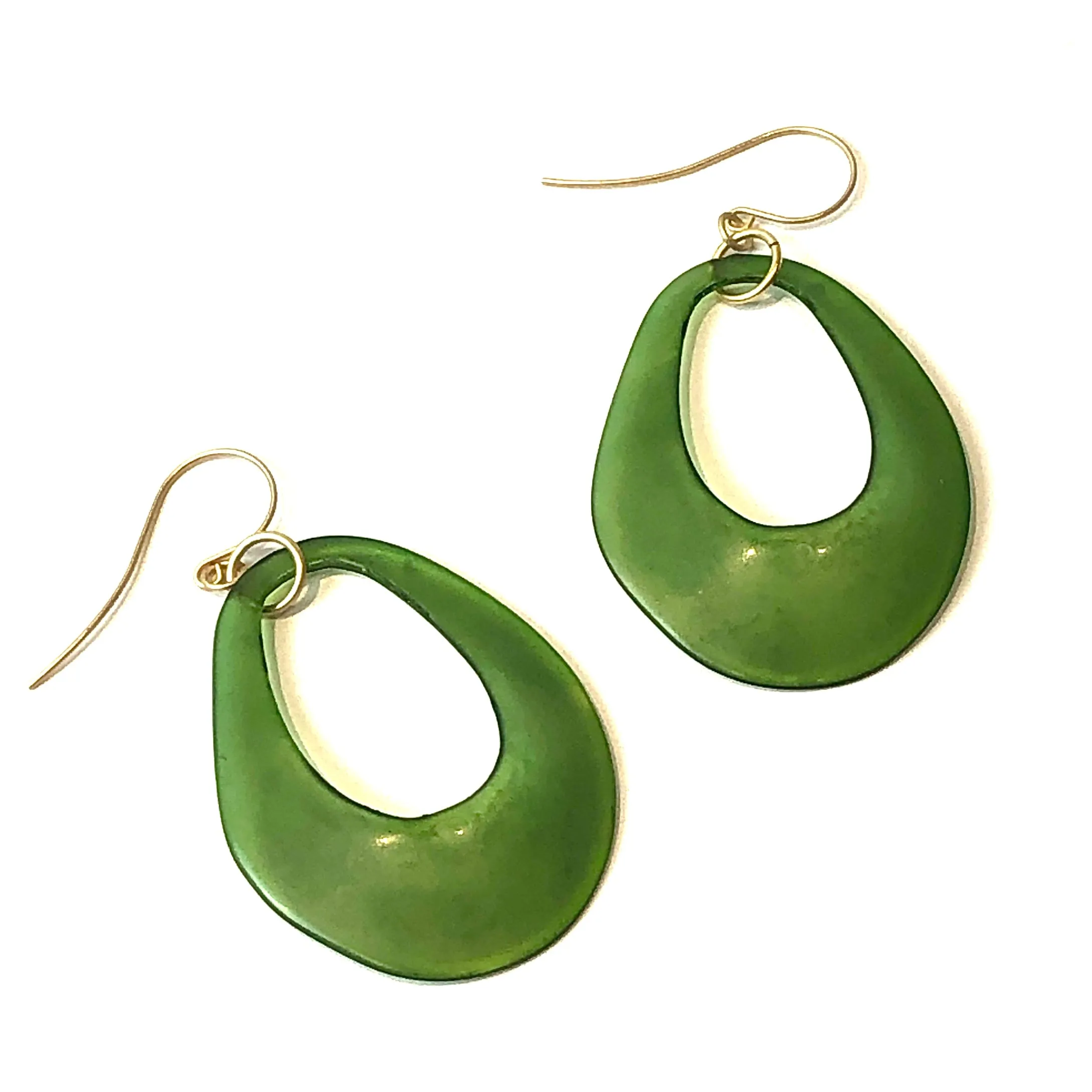 Olive Green Gemma Teardrop Drop Earrings