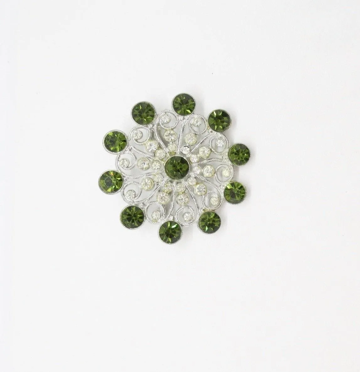 Olivine Edwardian Inspired Rhinestone Vintage Brooch