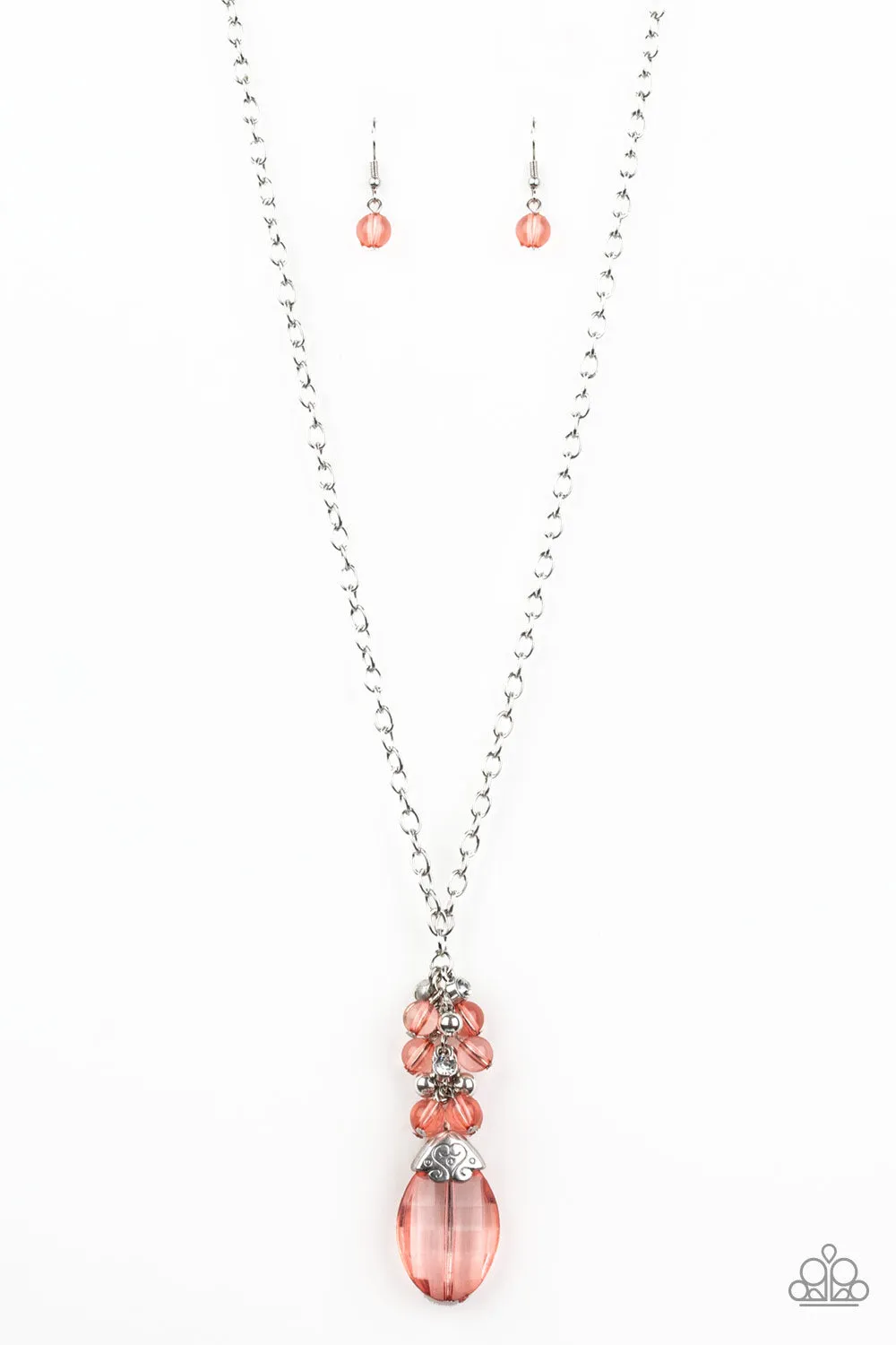 Open Door Jewelry - Crystal Cascade - Orange Necklace - Paparazzi Accessories