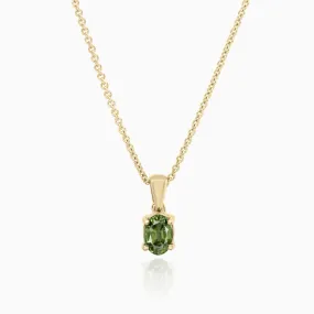 Oval Green Sapphire Pendant Necklace