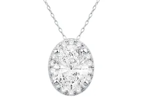 Oval Halo Necklace with 1.10ct of Laboratory Grown Diamonds in 9ct White Gold