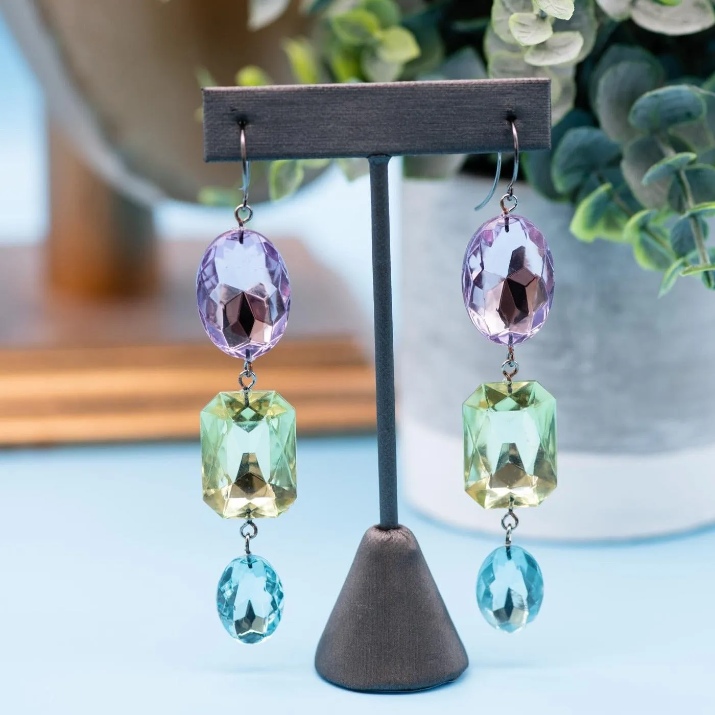 Pastel Story Shine On Gem Triple Drop Earrings