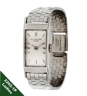 Patek Philippe 2292-1P;  Ladies Platinum Tegolino hour glass watch; Circa 1956-7