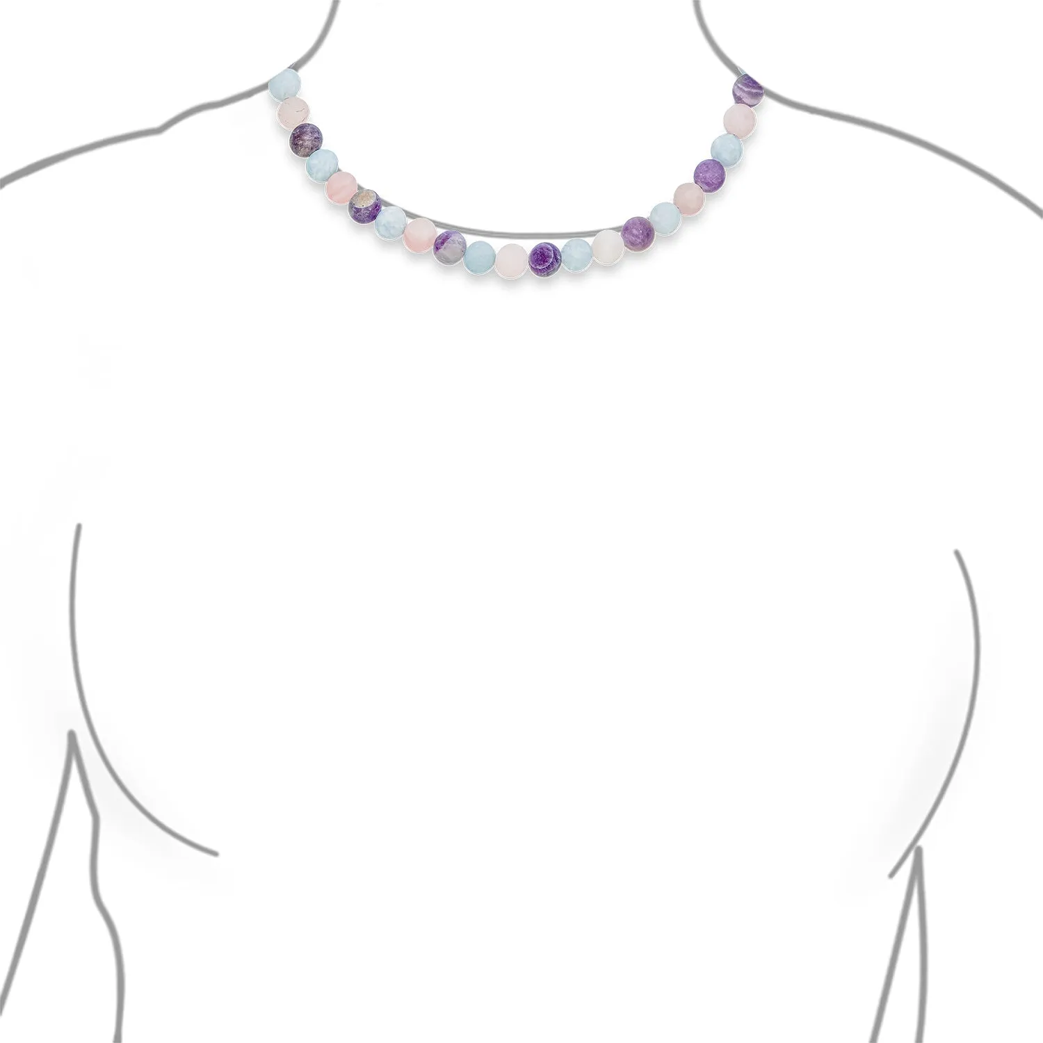 Plain Western Jewelry Amethyst Aquamarine Rose Quartz 10MM Bead Strand Necklace