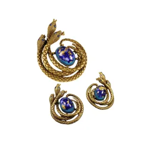 Pre Order:  Vintage Snake and Flower Brooch   Earrings