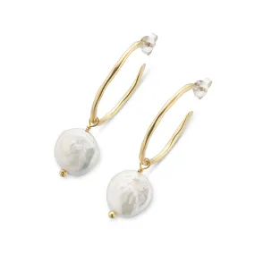 PROSPERITY PEARL OVAL HOOP EARRINGS