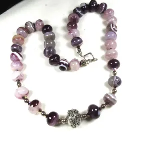 Purple Agate Beaded Necklace