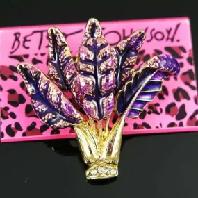 Purple Cabbage with Crystals Brooch Pin