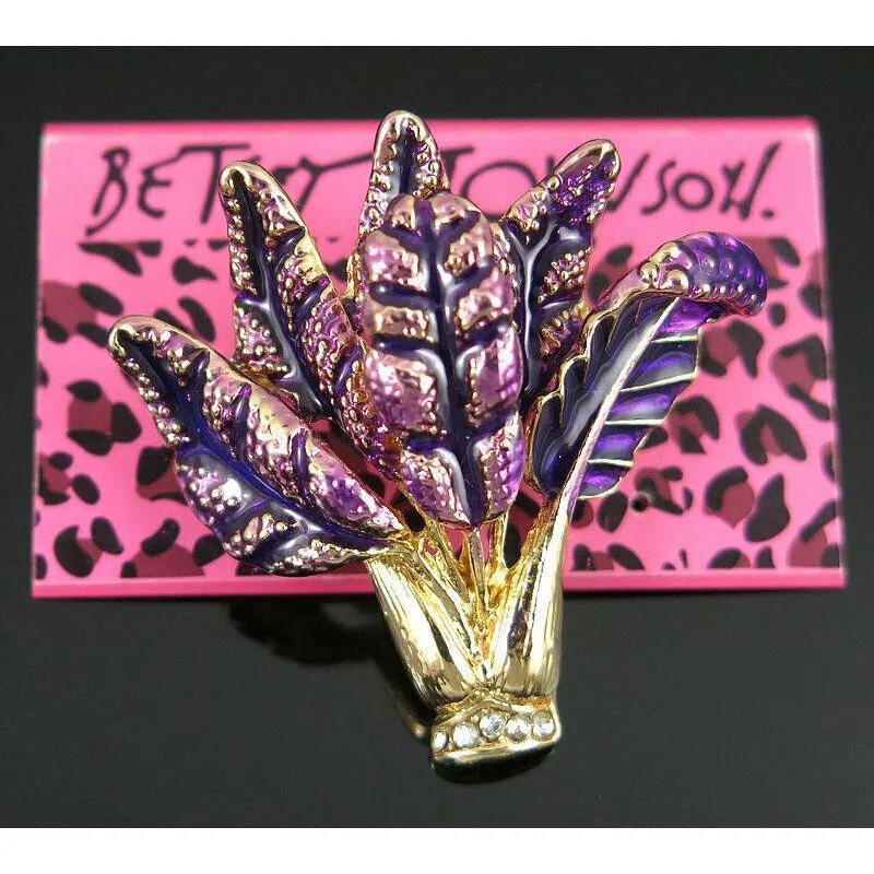 Purple Cabbage with Crystals Brooch Pin