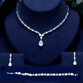 "Colette" - 3-Piece Cubic Zirconia Bridal Jewelry Set - Available in Silver, Rose Gold and Yellow Gold