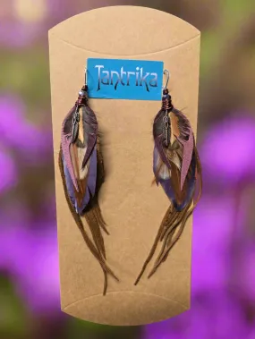 "Coral" Feather & Leather Earrings