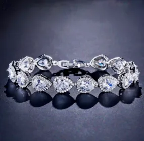 "Francesca" - Cubic Zirconia Bridal Bracelet - Available in Silver, Rose Gold and Yellow Gold