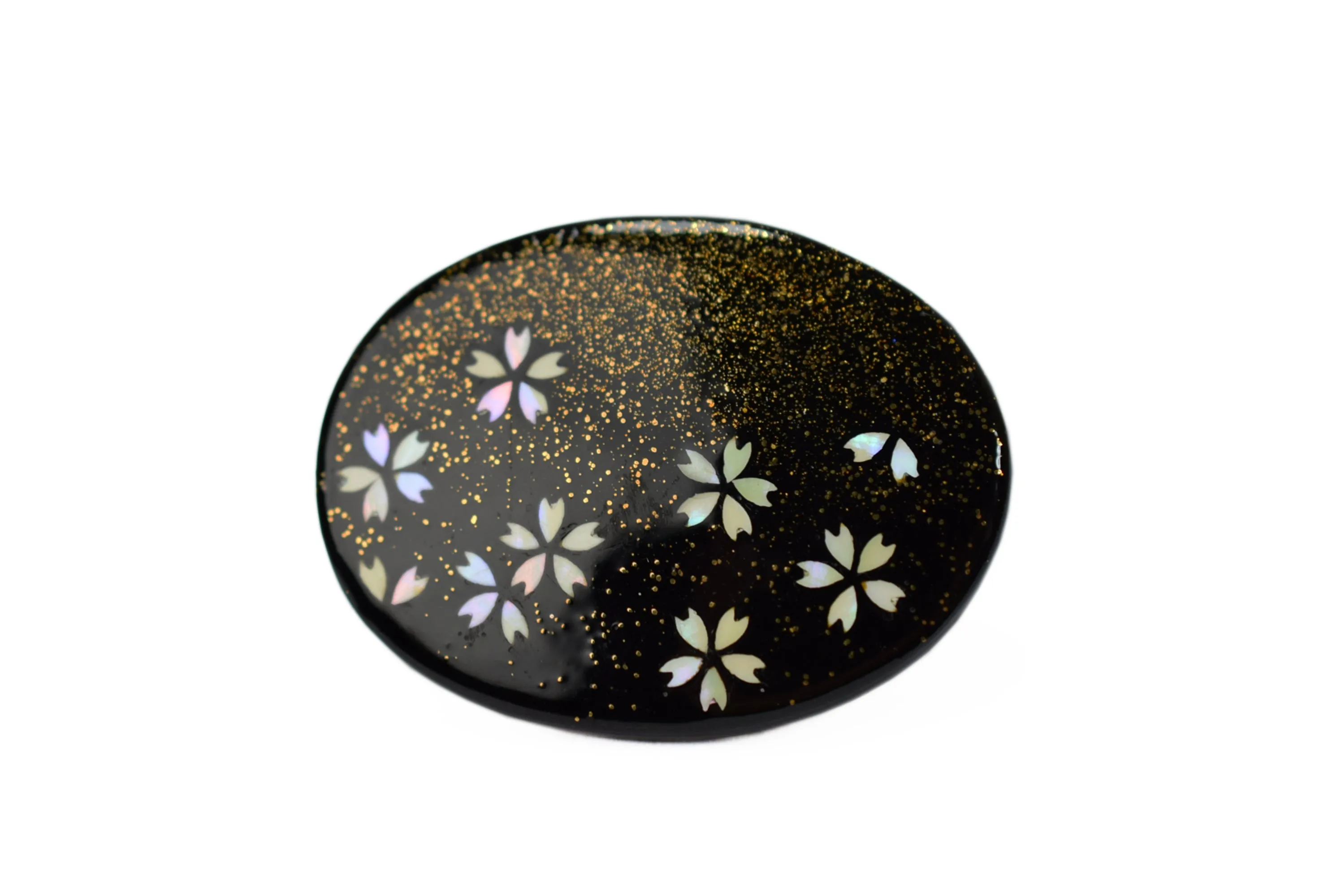 Raden Brooch - Cherry Blossom with Gold Lacquer-, Japanese Lacquer Jewelry, Kyoto Jewelry