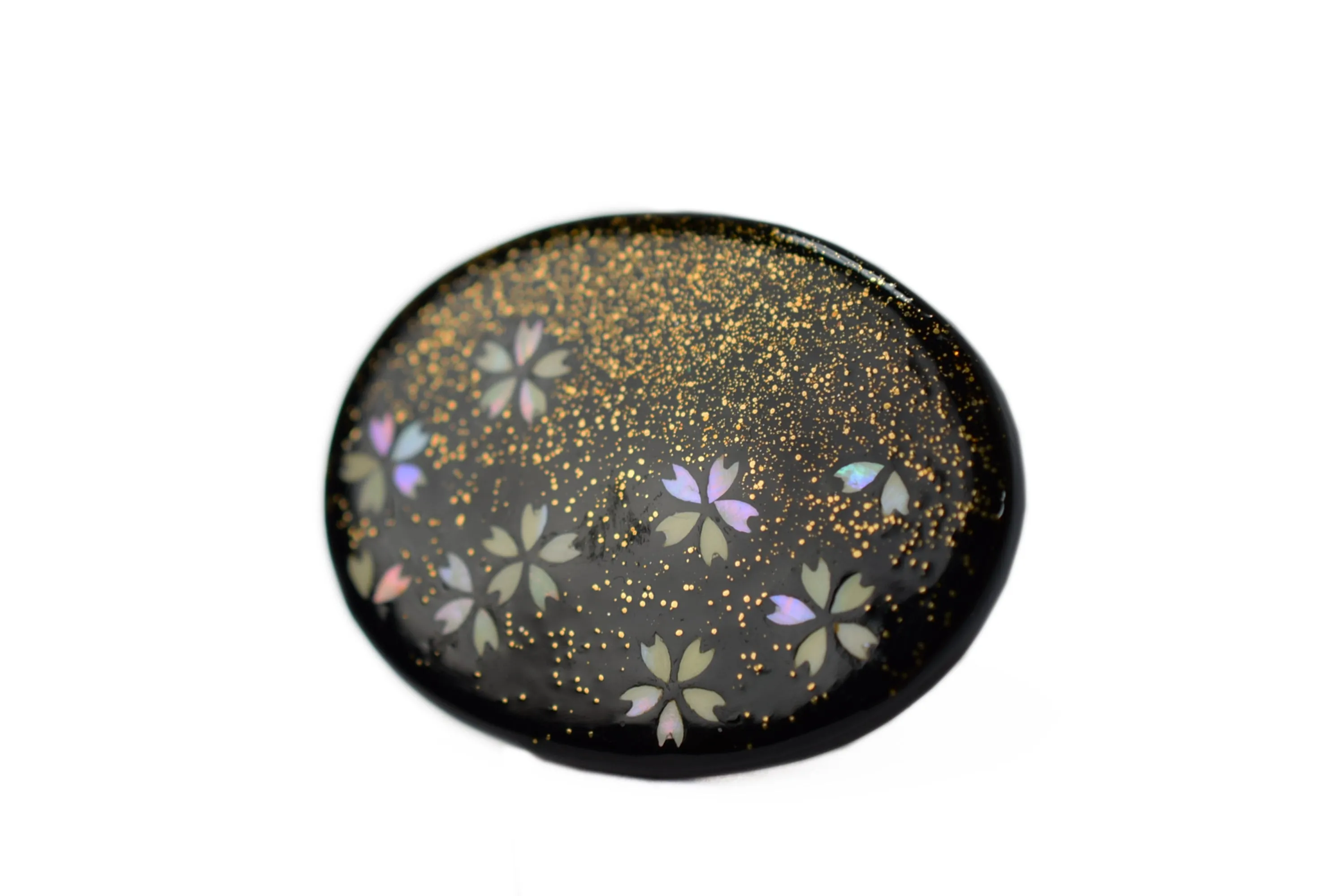 Raden Brooch - Cherry Blossom with Gold Lacquer-, Japanese Lacquer Jewelry, Kyoto Jewelry