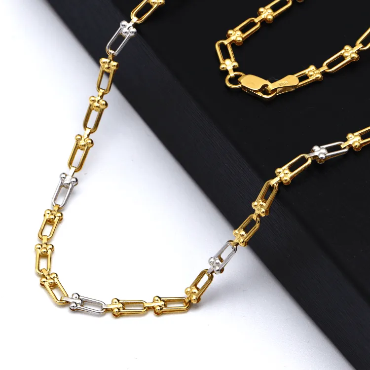 Real Gold GZTF 2 Color Hardware Solid Chain Necklace YW-4566 (45 C.M) CH1235