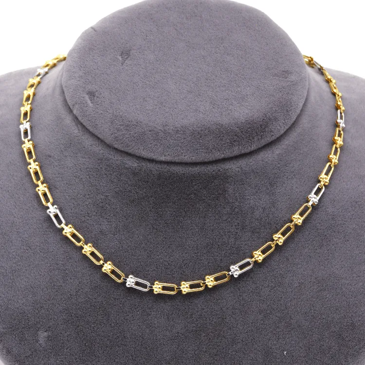 Real Gold GZTF 2 Color Hardware Solid Chain Necklace YW-4566 (45 C.M) CH1235