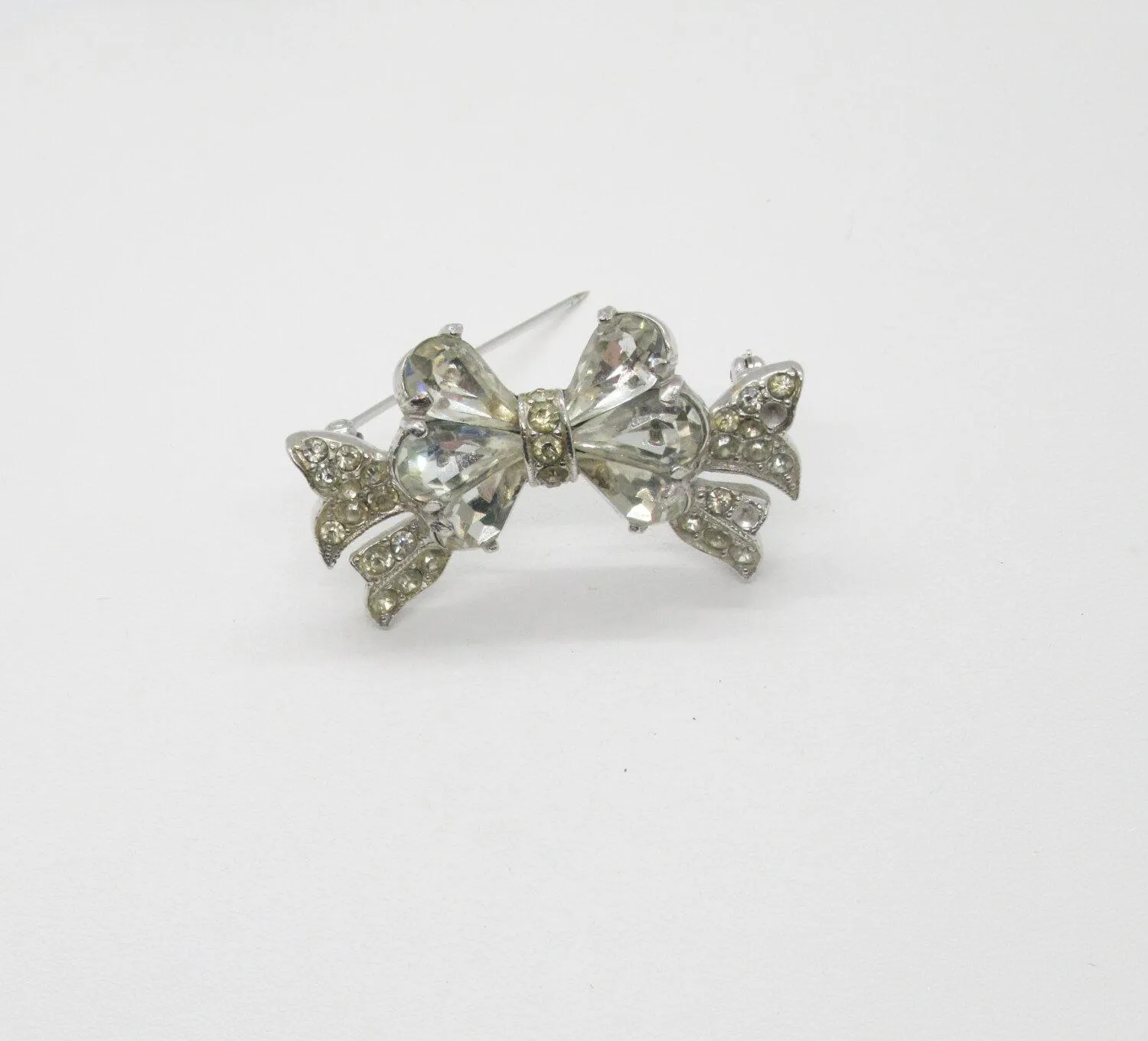 Rich Vintage Rhinestone Bow Brooch