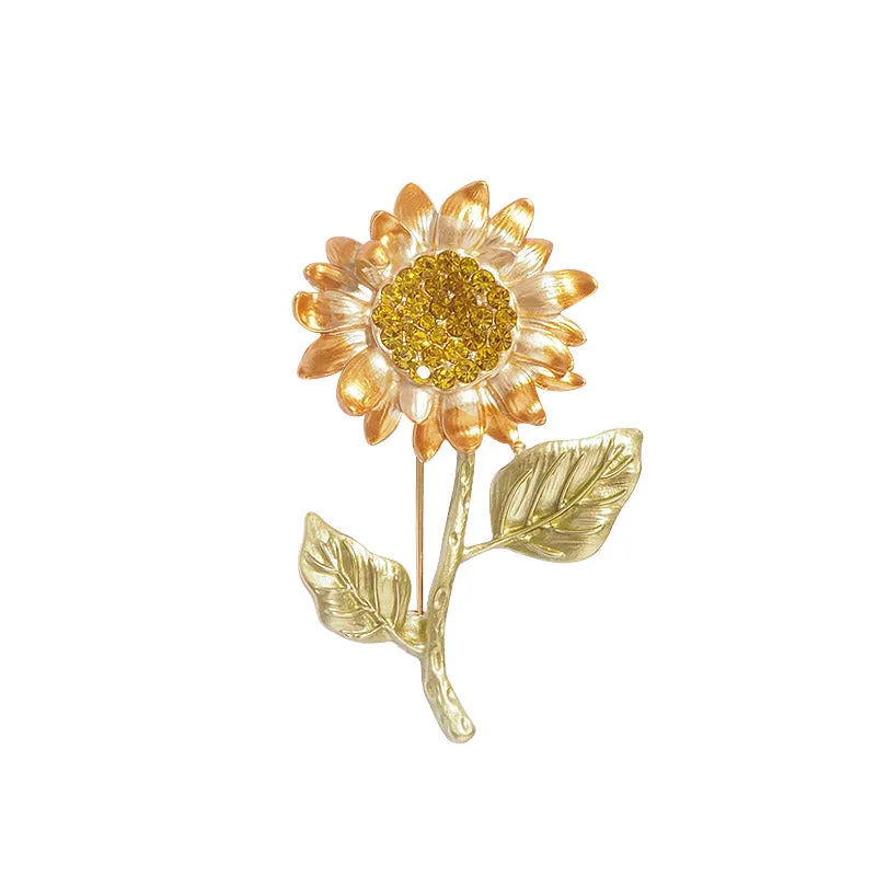 Rising Sunflower - Austrian Crystal Sunflower Brooch Jewelry Gift