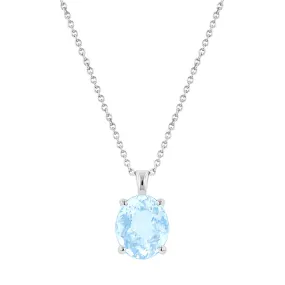 Riviera Collection 3.85ct Oval Aquamarine Pendant & Chain | 9K White Gold