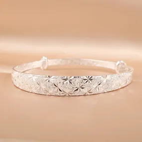 Romantic 999 Sterling Silver Gypsophila Star Cuff Bracelet