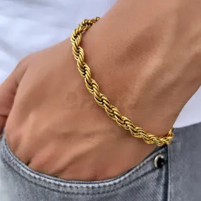 Rope Chain Bracelet in Gold Plated  (8 Inch)