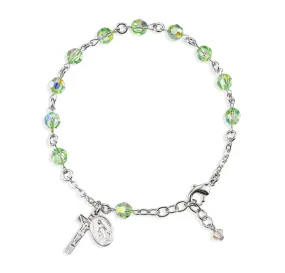 Rosary Bracelet Created with 6mm Chrysolite Finest Austrian Crystal Round Beads by HMH - BR8550CL