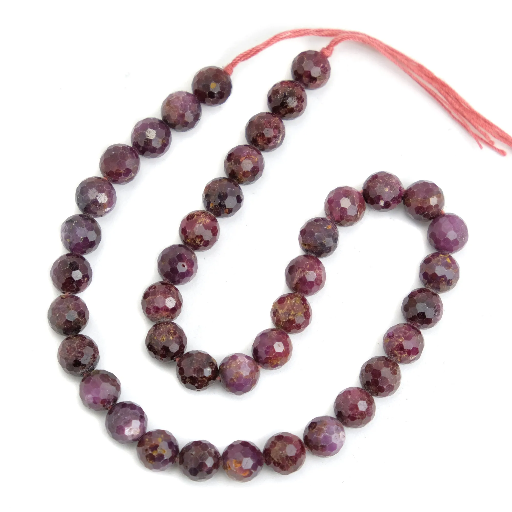 Ruby Faceted Round 10mm Bead Strand