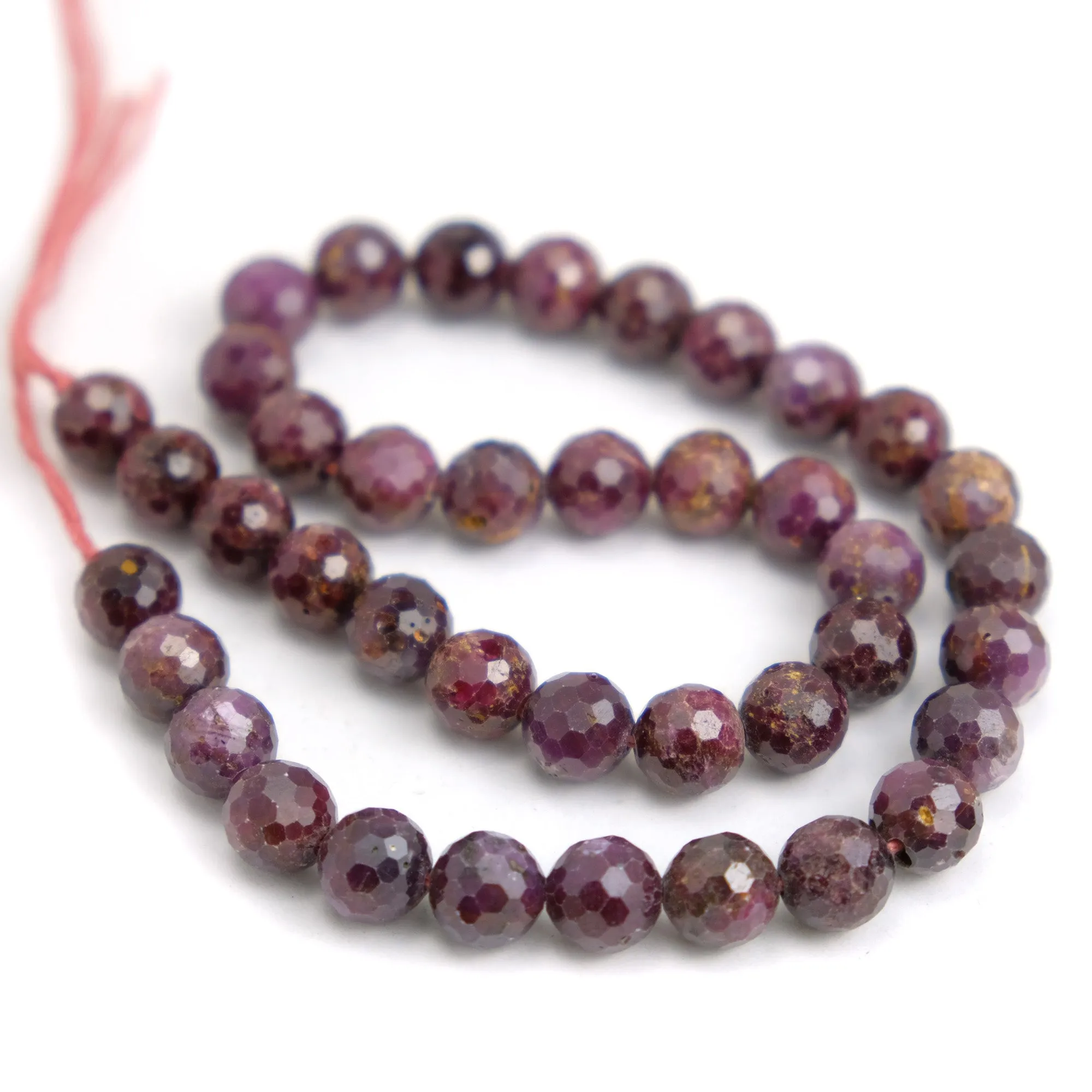 Ruby Faceted Round 10mm Bead Strand