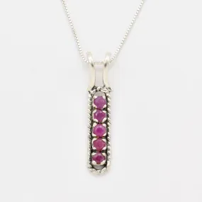 Ruby Vintage Necklace - Vertical Bar Pendant - Layering Ruby Necklace