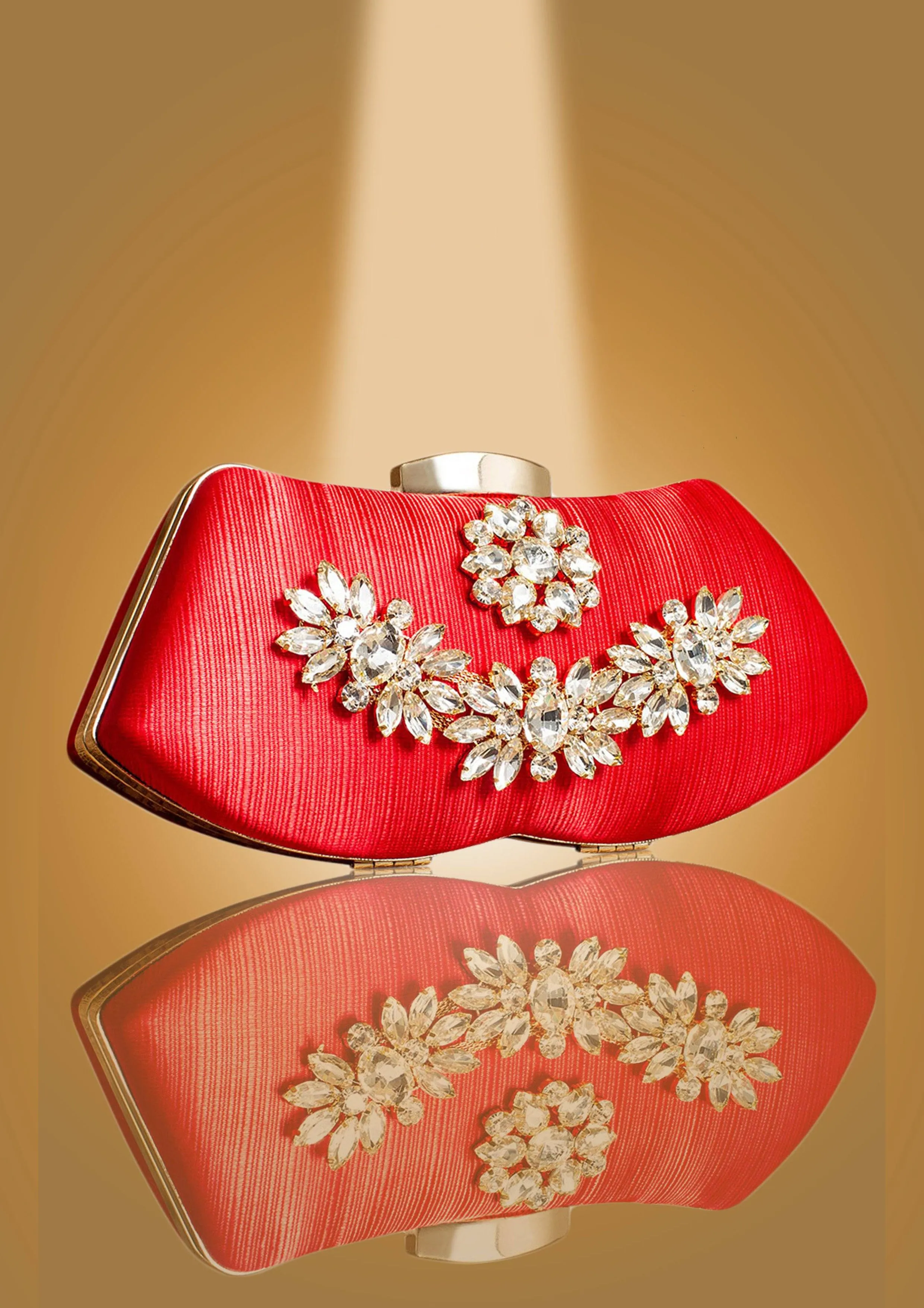 'Shimmering Candy  Purse with Golden Adornments' by Oorvi Desai (OD - B 33 - Red/ White/ Green/ Gold)