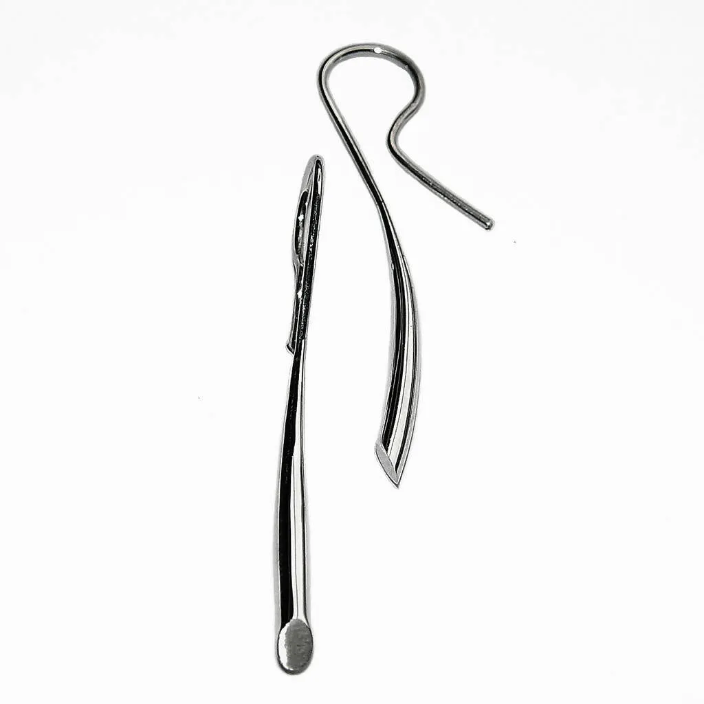 Short plain silver wiggly drop earrings