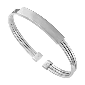 Silver Engraveable Bar Cuff Bracelet