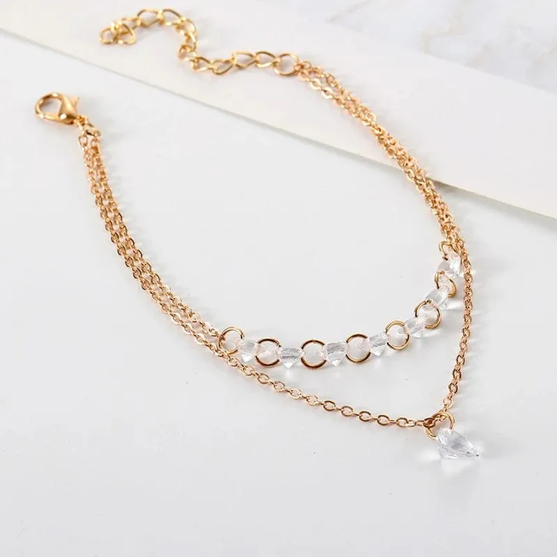 Simple Elegant Crystal Gold Bracelet