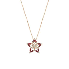 SIRIUS STAR GOLD DIAMOND & RUBY NECKLACE